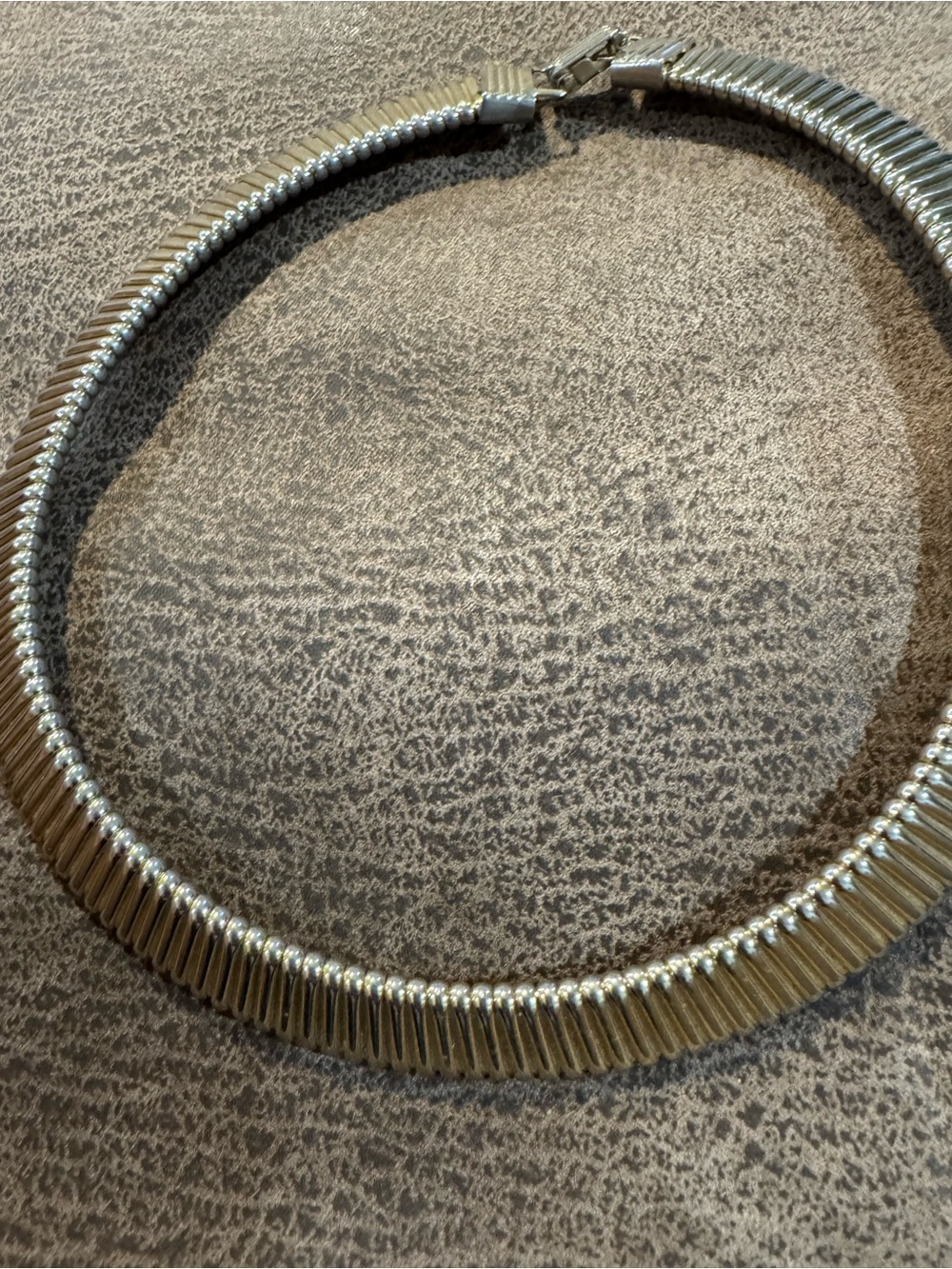 Silver Ribbed Choker Necklace - Women Accessories